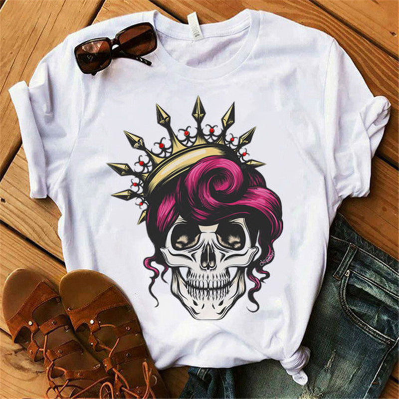 Women's Floral Skull Trendy Base Shirt