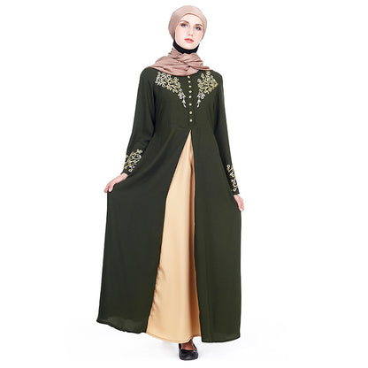 Women's Fashion Gilded Printed Muslim Arab Robe Dress