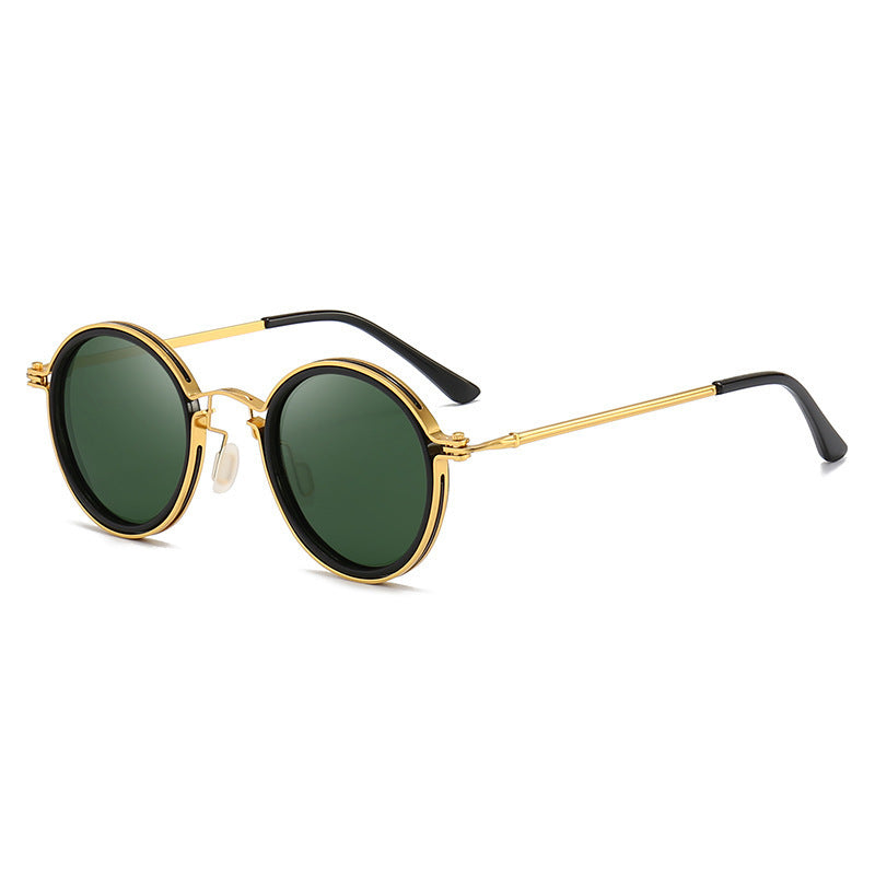 Sunscreen Retro Style Round Frame Metal Sunglasses