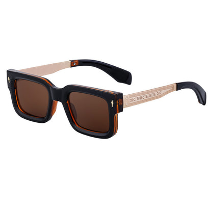 Retro Square Frame Sun Block Sunglasses