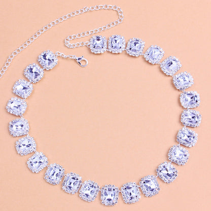 Colorful Crystal Fashion Square Stone Necklace