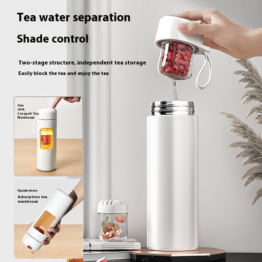 Light Press Magnetic Elastic Thermos Cup Tea Water Separation Stylish And Portable