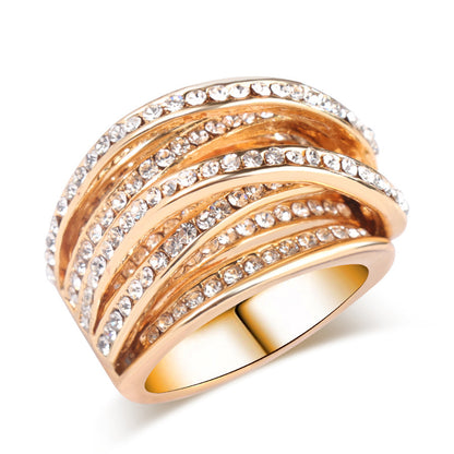 Flow Inlaid Zircon Multi-ring Retro Ring Fashion Multi-level Design Women