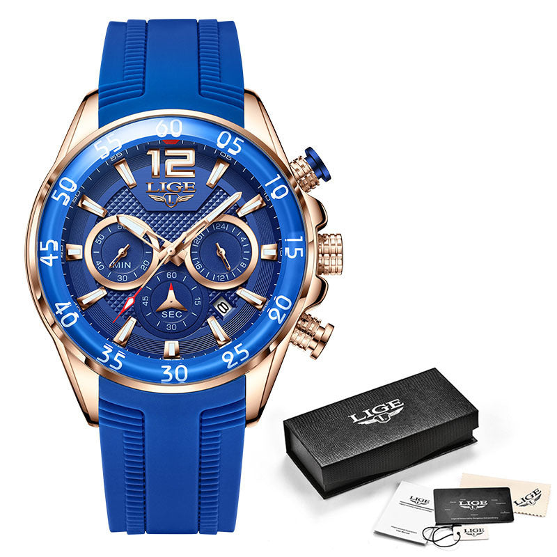 LIGE brand Quartz Men's Waterproof Watch Multi-function