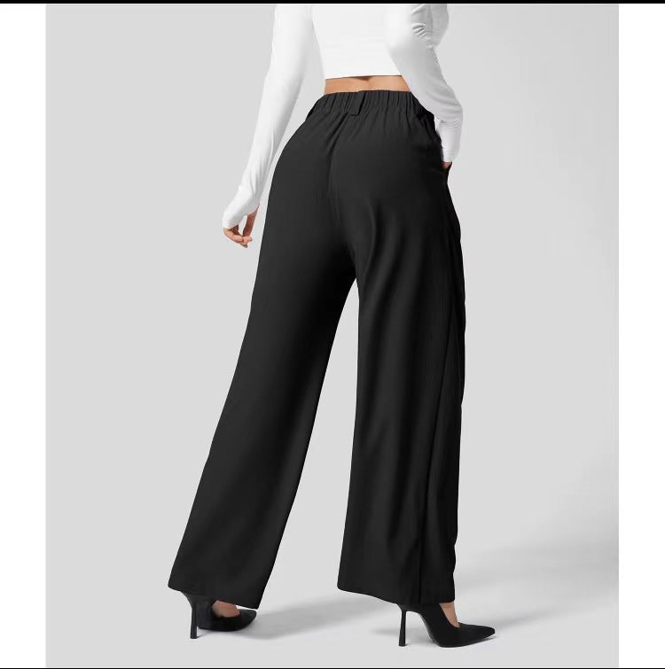 Simple Commute High Waist Slimming Draping Effect Suit Straight-leg Pants European And American