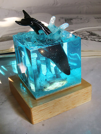 Ocean Whale Usb Couple Small Night Lamp Resin Decorations