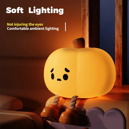 Home Decor Halloween Pumpkin Night Light Cute Soft Silicone Lamp Touch  Dimmable Rechargeable Bedside Decor Light Kids Gifts Halloween Decorations