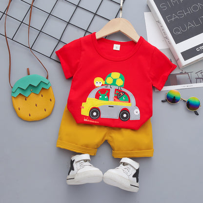 Boys Kids Children's Short Sleeve T-shirt Shorts Korean Suit(only T-shirt)