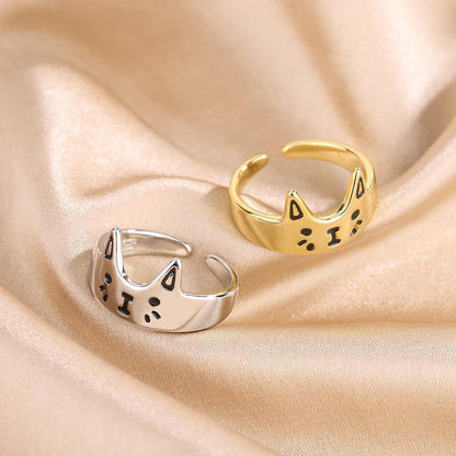 Women's Cute Cartoon Epoxy Cat Ring