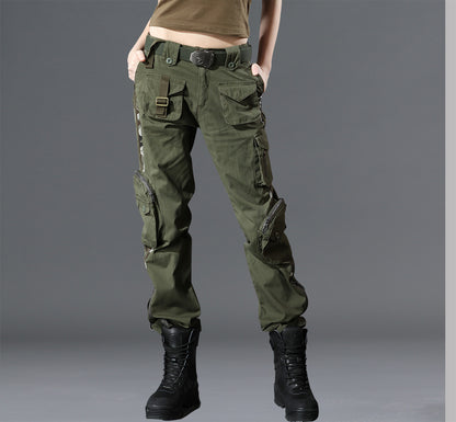 Women's Casual Straight Leg High Waisted Loose Fitting Workwear Pants