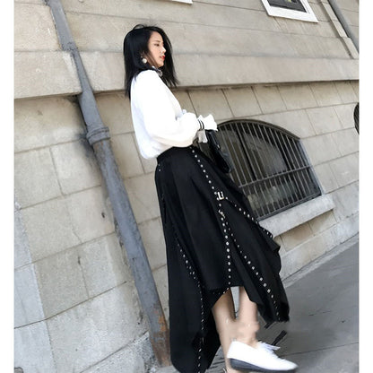 Irregular Skirt Winter Female Korean Style Temperament Black