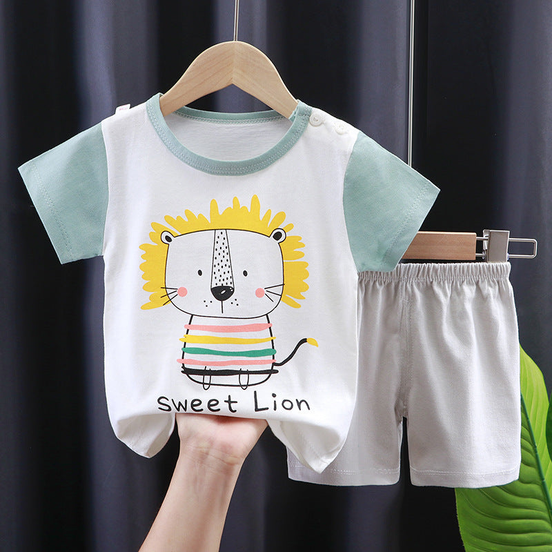 Children's Short-sleeved Suit Summer T-shirt Pure Cotton