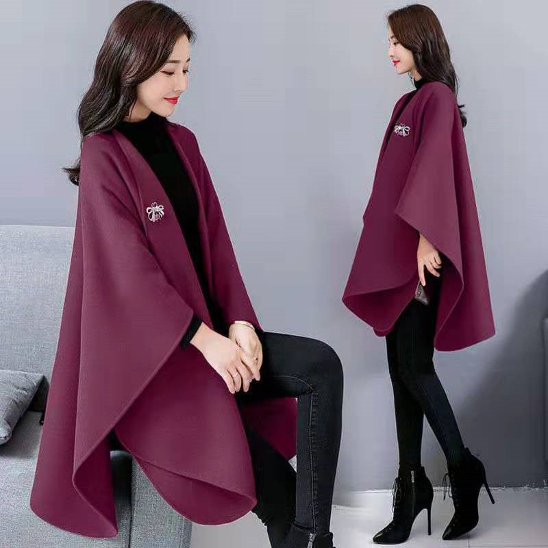 Fashion Longfengni Women's Woolen Cape Coat